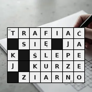 Rozwiązanie krzyżówki: trafiać się przez szczęśliwy zbieg okoliczności przez przypadek - trafiać się jak ślepej kurze ziarno | hasła, synonimy i podpowiedzi Hasło krzyżówkowe trafiać się przez szczęśliwy zbieg okoliczności przez przypadek - trafiać się jak ślepej kurze ziarno – rozwiązanie, synonimy, podpowiedzi i definicje krzyżówkowe